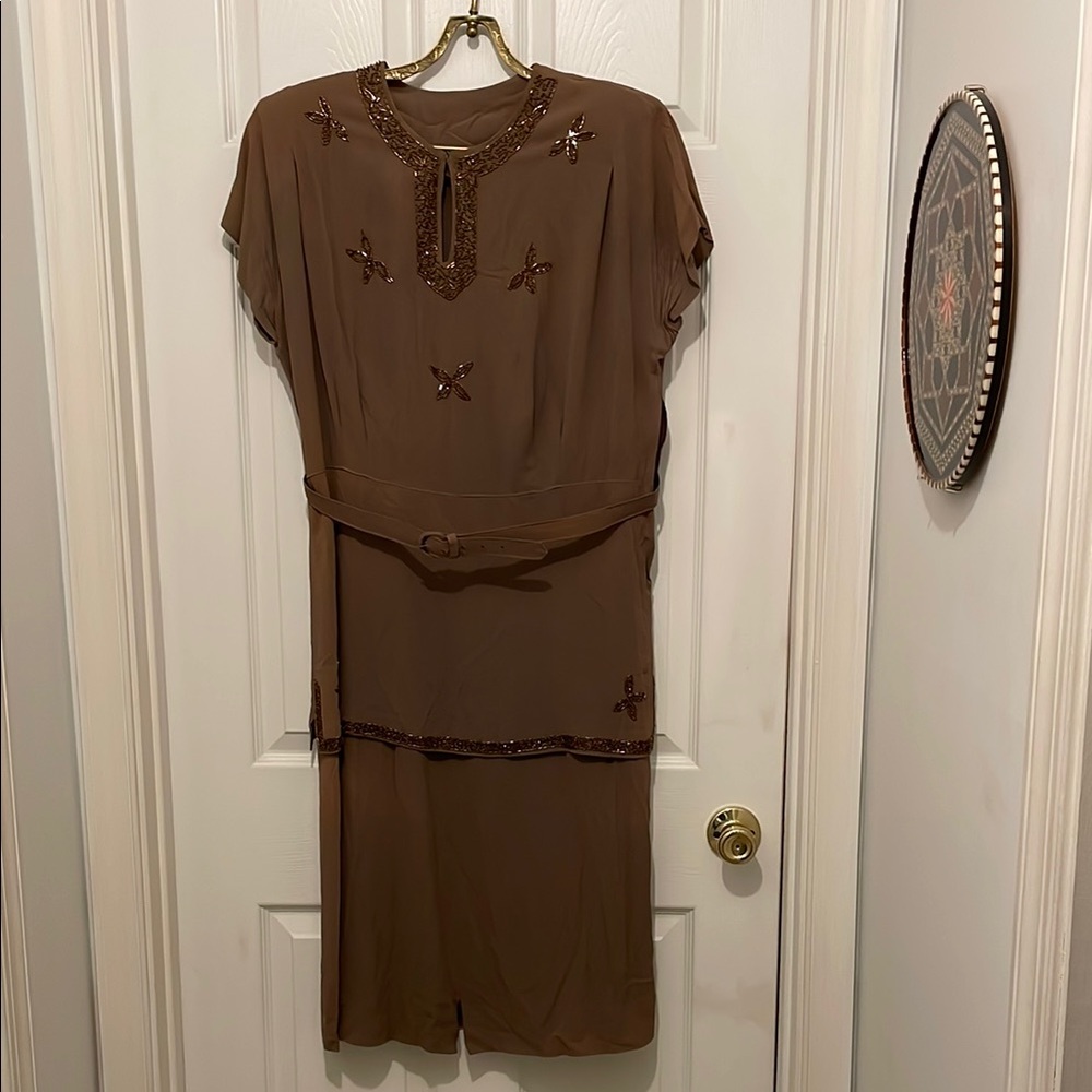 Vintage Brown Copper beads dress